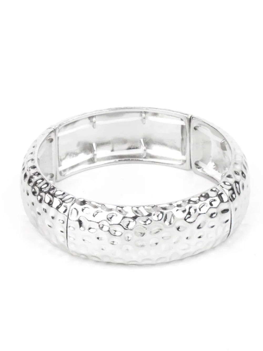 Silver Hammered Stretch Bracelet